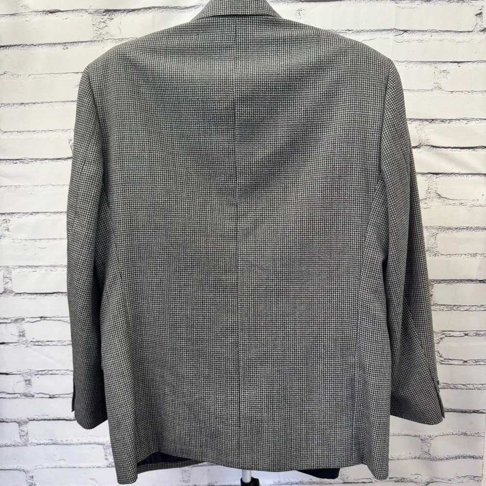Hardy‎ Amies London Blazer Mens 38R Gray Houndstooth Wool Blend Sport Coat